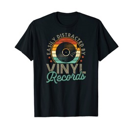 Easily Distracted By Vinyl Records Vintage Vinyls LP Record T-Shirt