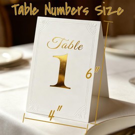 jakilee 4x6 Wedding Table Numbers 1-20, Double Sided Gold Foil Table Cards