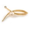 Gold Plated Loop with Faux Pearl Brooch - 50mm L
