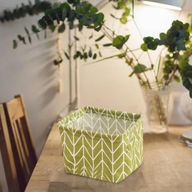 Pack of 2 Storage Baskets, Fabric Linen, Storage Box with Handles, Foldable Waterproof Storage Basket, Children, Small Storage Organiser, Baskets, Storage Small for Cosmetics, Bathroom, 20 x 16 x 1