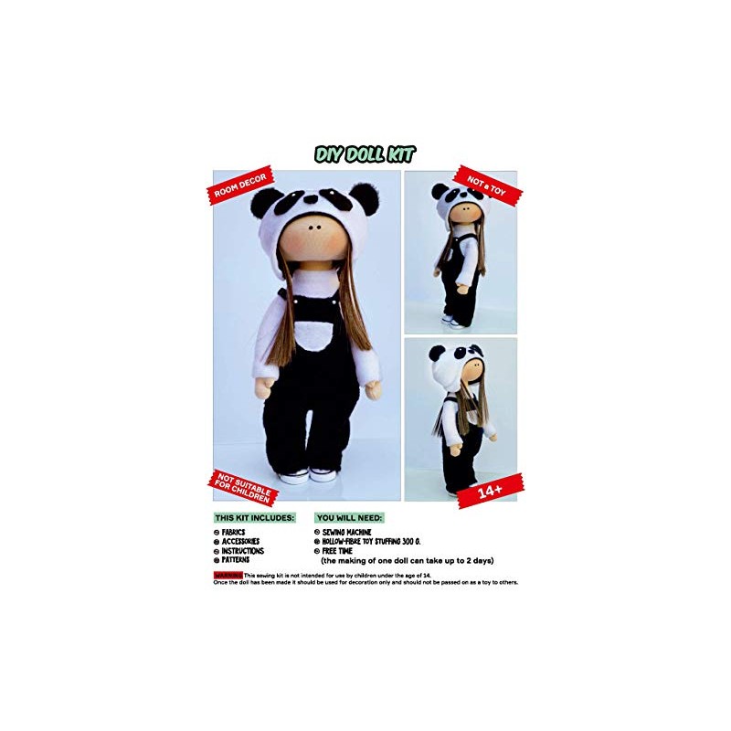 Doll sewing kit DIY Make your own textile rag doll