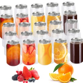 100 Pack, 330ml/11.2oz Plastic Juice Bottles with Aluminum Pop Can Caps, Disposable Leakproof Clear Bottles for Juice, Smoothies, Tea, Coffee, Compatible with Automatic Cup Sealer (not included)