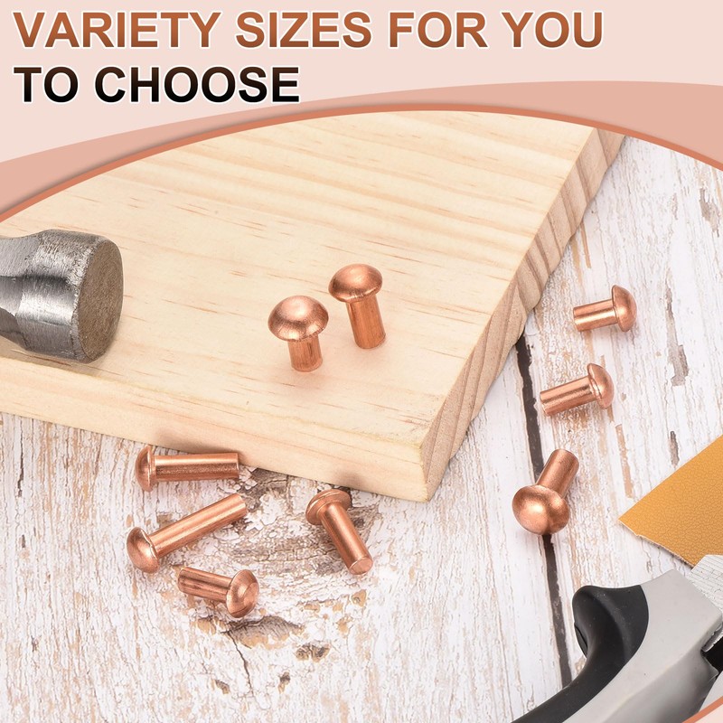 sourcing map 30 Pcs 13/64" x 35/64" Round Head Copper