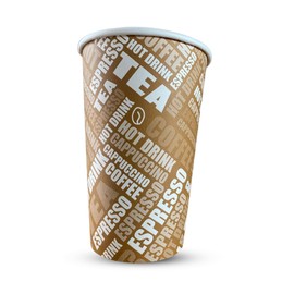 CHEF ROYALE 1000 x 10oz Brown Printed Paper Cups - Single Wall Disposable Paper Cups for Hot & Cold Drinks - Coffee Cups Perfect for Cafe, Home and More. (1000)