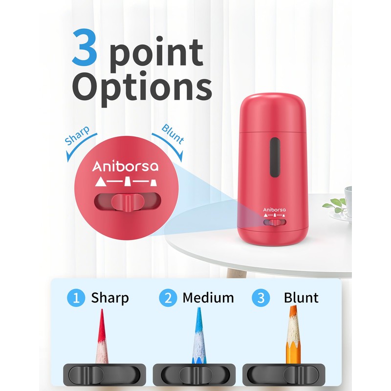 Aniborsa Automatic Electric Pencil Sharpener - Auto Feed, Auto Stop