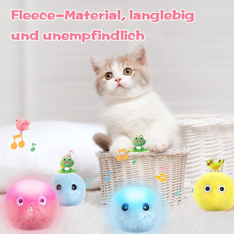 SOARFLY Interactive Plush Cat Toy Balls, Interactive Cat Toy, Cat