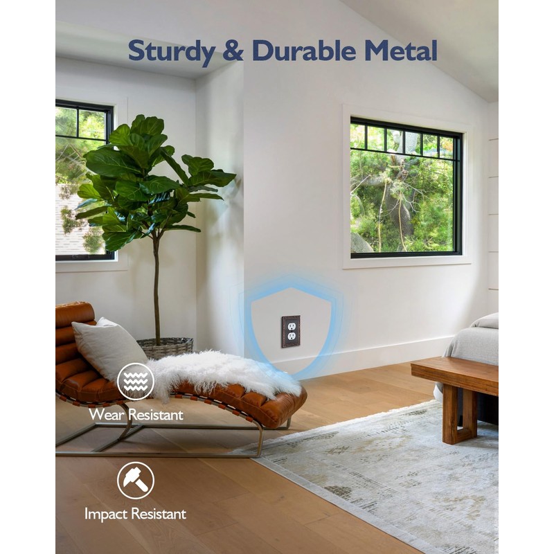 ZILLSEA 4-Pack Aged Bronze Outlet Covers, Metal Duplex Wall Plates