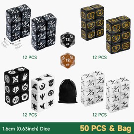 FourDragons 50 Pieces Abilities Keywords Counter Dice MTG Dice Plus 1 Counters Bulk Creature Stats Buff Tokens Dice Set, Compatible with MTG, TCG, Magic Card Games Accessories