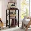 Hosfais 3 Tier Record Player Stand, Retro Vinyl Storage End