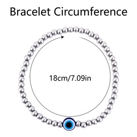 Mikovivi Animal Evil Eye Bracelet for Women, Silver Good Luck Love Protection Beaded Bracelet Jewelry for Mom Sister Birthday Christmas Inspirational Gifts