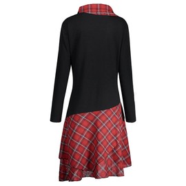 CharMma Women's Plus Size Mock Neck Top Asymmetrical Lace Blouse Long Sleeve Dress - Black+red, size: xl