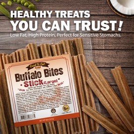 Gootoe Buffalo Treats for Dogs – Natural High-Protein Dog Treats, Premium Training Chews, Limited Ingredient, Resealable Bags, Size for Medium Dogs, Buffalo Sticks (Medium) 8oz/Pack