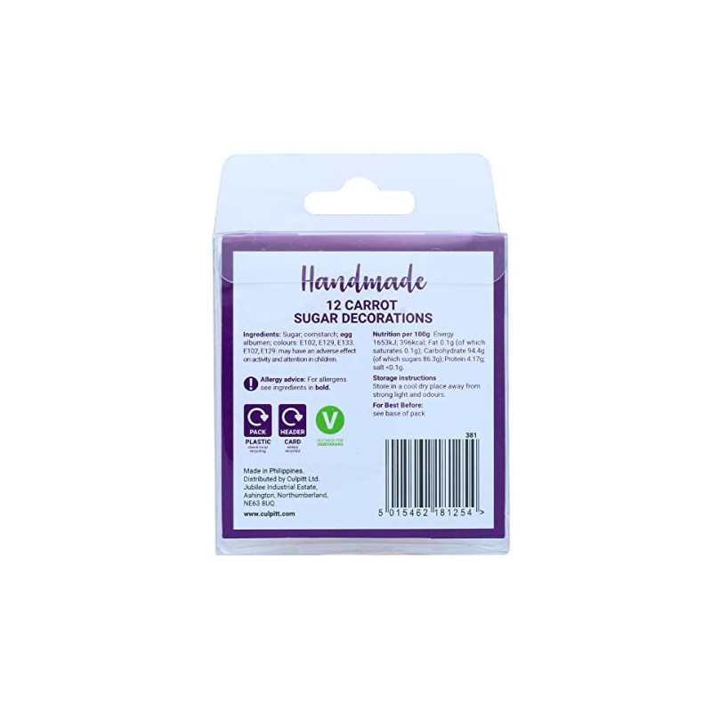 Culpitt 381 Carrot Sugar Pipings 12 Pack, 2.5 Centimetre, Orange