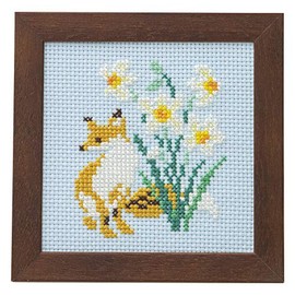 LECIEN 861 Embroidery Kit, Cute Animal and Seasonal Flowers, Cross-Stitch Kit with Frame