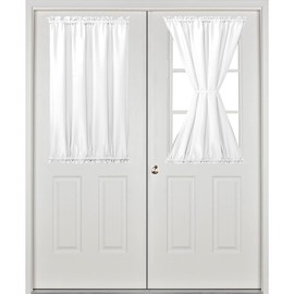 Hiasan French Door Curtains Privacy, Rod Pocket Semi Sheer Front Curtain for Door Window, 1 Panel (White, W 24 inch x L 40 inch)