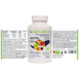 MENTALDOX® Nature 5® – 120 Capsules – Organic Rosehip with Natural Vitamin C, Maca, Organic Guarana with Caffeine, Organic Turmeric with Piperine & Ginkgo Biloba – Vegan, Made & Tested in Germany