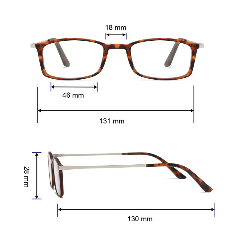 KoKoBin Ultra-thin anti-blue reading glasses, anti-glare glasses (leopard, 2.00)