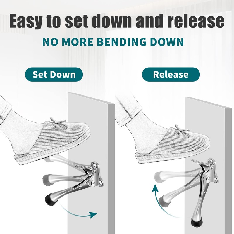 TOKPLNU Kick Down Door Stop, 4 Inch Heavy Duty Kick