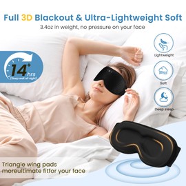 Xkimos 3D Contoured Sleep Headphones, Sleeping Eye Mask with 5.4 Bluetooth Headphones, Breathable Light Blocking Sleeping Mask Headphones,With Ultra-Thin Stereo Speakers,Cool Gadgets Mens Gifts
