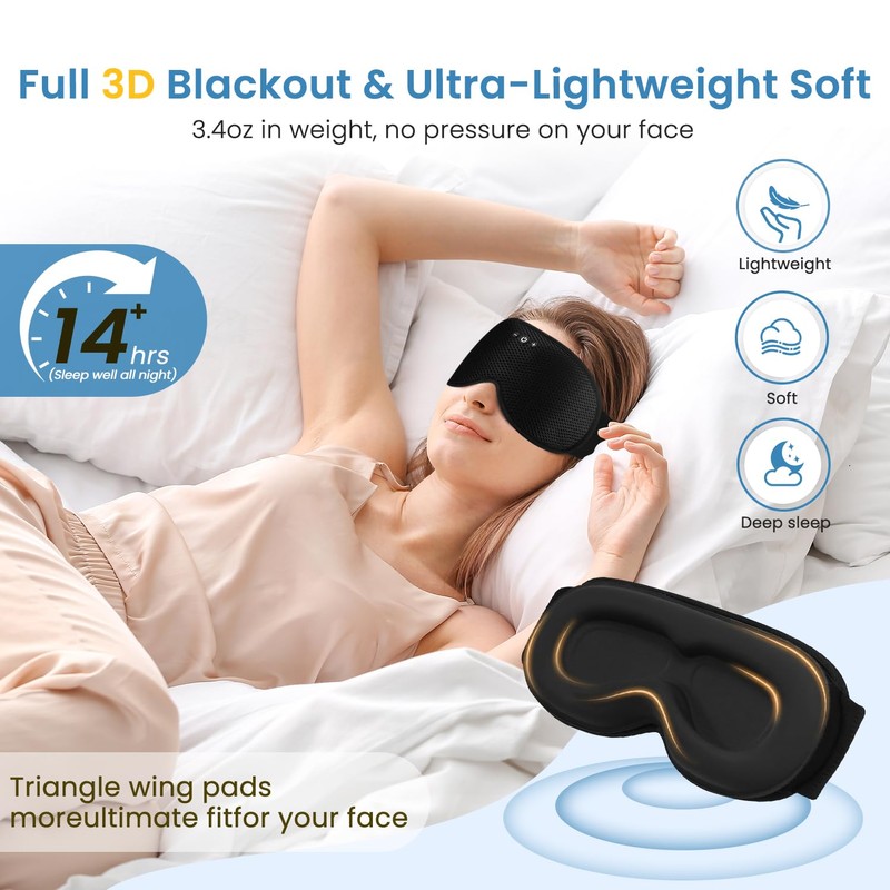 Xkimos 3D Contoured Sleep Headphones, Sleeping Eye Mask with 5.4
