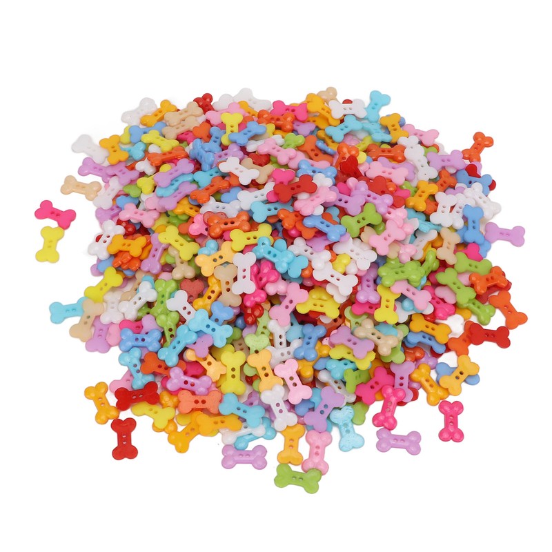 1000Pcs Dog Bone Buttons Bright Vivid Colors Cute Dog Bone
