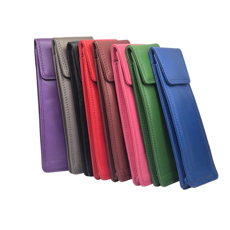 AKSHIDE Genuine Soft Leather Slim Spectacles Case/Glasses Case/Glasses Pouch-Gc0 (Black)