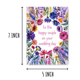 GoGi93Art To The Happy Couple On Your Wedding Day Card - Flower Wedding Anniversary Card - Perfect Greeting - Congrats Engagement - Couples