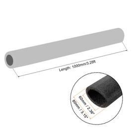 sourcing map Foam Tube Sponge Protective Sleeve Black Seal Sleeve Polyethylene Pipe 60x80mm(2.36x3.15 Inch) for Pipe Insulation, Pack of 2