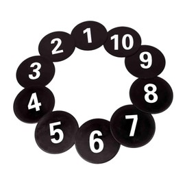 Aymzbd 10x Numbered Floor Spot Markers Training Mark Pad Shock Absorbing Anti Slip Flat Disc Markers Landmark Mat for Kids Drills, black