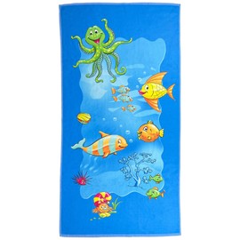 ESPiCO Beach Towel Bath Towel Underwater Sea Fish Octopus Shell Sea Urchin World Sea 75 cm x 150 cm