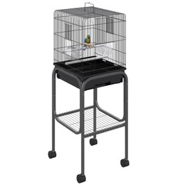 45-Inch Metal Indoor Bird Cage, Parrot Cage, Bird Aviary - Black