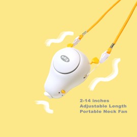 SIPA Cute Mini Duck Fan, Design Portable Fan, Hanging Neck Fan, Hands- free Fan, USB Rechargeable, 3-Speed, Safe Bladeless Design, Neck Hang, Good for Indoor, Outdoor