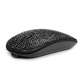 Luxury Bling Dazzling Rechargeable 2.4G Wireless Mouse Covered with Crystal Diamond Rhinestone - Black