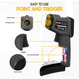 Seentech DT8380D Smart Industrial Infrared Thermometer - Non-Contact Digital Temperature Gun, -50°C to 380°C Range, Laser Targeting, High Precision, for Industrial & Home (DT8550DH)