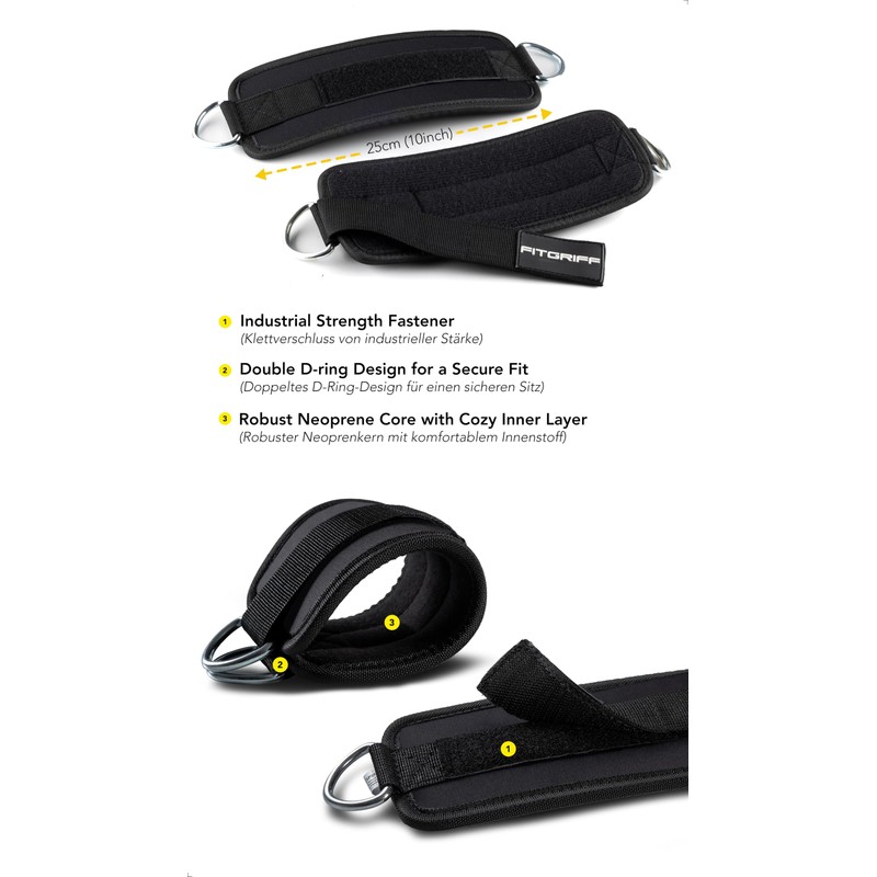 Fitgriff® Padded Foot Straps V1, Pack of 2, for Fitness