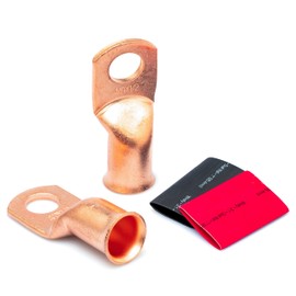 Wirefy 4/0 Gauge 1/2" Wire Lugs - Copper Cable Lugs - Battery Wire Connectors - Ring Terminals - Crimp Battery Cable Ends - 10 PCS