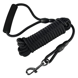 Vivifying Dog Check Cord, 20FT/6M Floatable Long Dog Training Rope with Soft Handle for Camping, Playing，Backyard, Beach and Lake (Black)