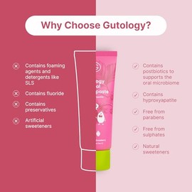 Gutology Kids Natural Probiotic Hydroxyapatite Toothpaste Fluoride Free Toothpaste Remineralising Enamel Repair Suitable for Children 2+ Helps Sensiti