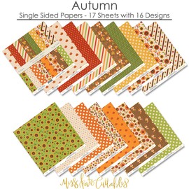 Miss Kate Cuttables Pattern Paper Pack - Autumn - Scrapbook Premium Specialty Paper Single-Sided 12"x12" Collection Includes 16 Sheets