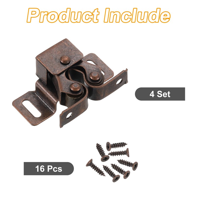 sourcing map 4Pcs Cabinet Latch Double Roller Catches, Lock Stop