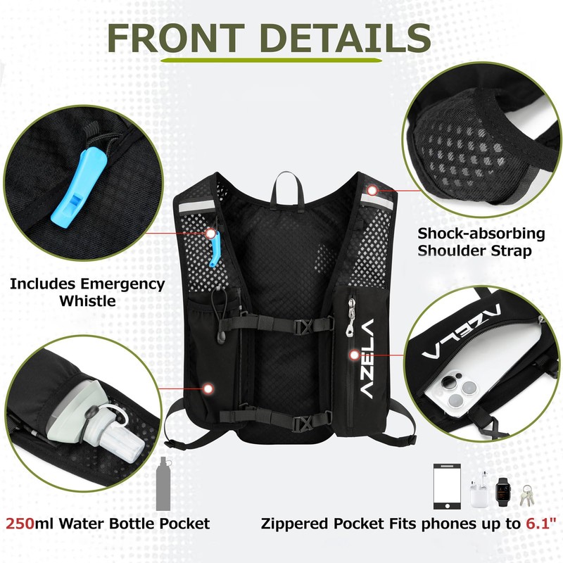 AQIIGOSE Running Hydration Vest, Lightweight Hydration Backpack for Women Men