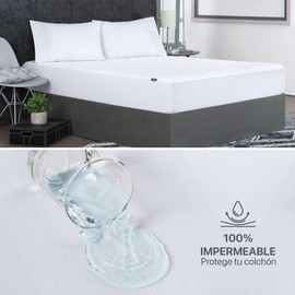 REAL TEXTIL Protector Cubre Colchón 100% Impermeable | Tela Suave e Hipoalegénica con Ajuste Elástico de hasta 45 cms. (Ind)