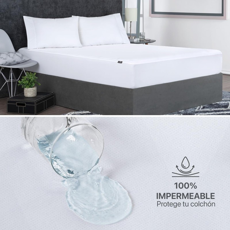 REAL TEXTIL Protector Cubre Colchón 100% Impermeable | Tela Suave