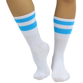 ToBeInStyle - Calcetines deportivos para mujer (acrílico), blanco/ Neon azul, Talla única