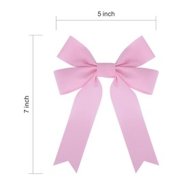 Meseey 12 Pcs Baby Pink Velvet Ribbon Bow Christmas Wreath Bows 5 X 7 Inch for Garland Gift Wrapping Indoor Outdoor Christmas Parties Decorations (Baby Pink)
