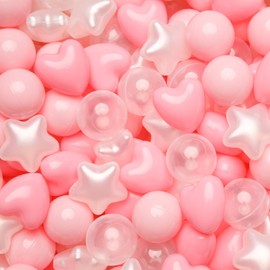 TRENDPLAY Ball Pit Balls Star and Heart Shapes for Toddlers - 50 Count Plastic Balls for Ball Pit Fun and Play, Pink Pearl White