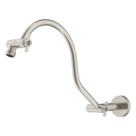 Hibbent All Metal Upgraded 18'' Shower Head Extension Arm, Shower Arm with Flange, Brass Flexible Height & Angle Adjustable Shower Extender with Lock Joint, Universal Connection, Brushed Nickel
