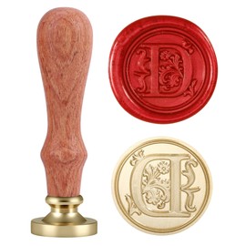 Yoption Initial Alphabet Wax Seal Stamp, Retro Letter D Sealing Wax Stamp Brass Head Wooden Handle for Wedding Party Invitation Envelopes