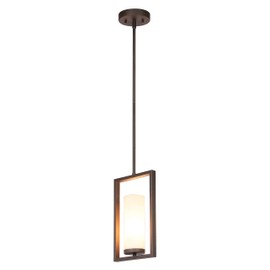 XiNBEi Lighting Pendant Light 1 Light Mini Pendant Lighting with Acrylic Shade, Modern Adjustable Kitchen Hanging Ceiling Light Dark Bronze Finish XB-P1143-1-DB