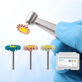 Windplusya 6Pcs Dental Diamond Impregnated Polishing System Ceramic Polishing Disc Composite Ceramic Polishing Disc, 3-Step Polishing Diamond System RA 14mm Spiral Flex Brush.